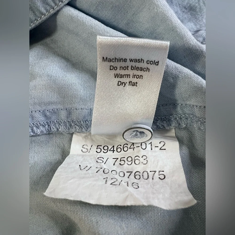 Athleta Shirt Dress Womens Sz XXS Stellar Cinch Tie Waist Button Up Chambray‎